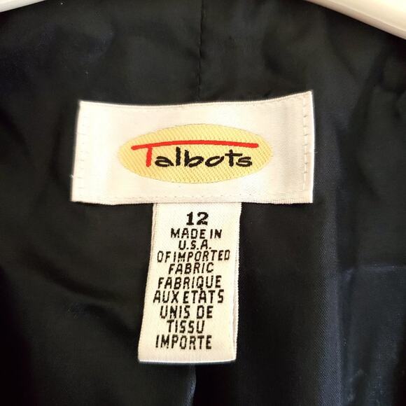 Talbots Houndstooth Blazer Vintage Silk Blend - Navy Cream - size 12- EUC - Picture 3 of 9